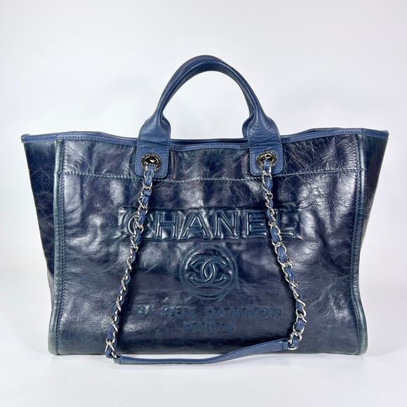 Chanel Glazed Calfskin Large Deauville Tote Bag - Picture 2 of 14